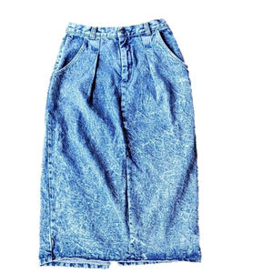 Midi Skirt Vintage Stuffed Shirt blue acid washed rigid denim jean side pockets